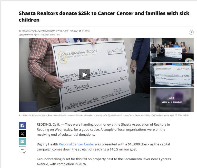 Shasta Realtors donate to local sick kids
