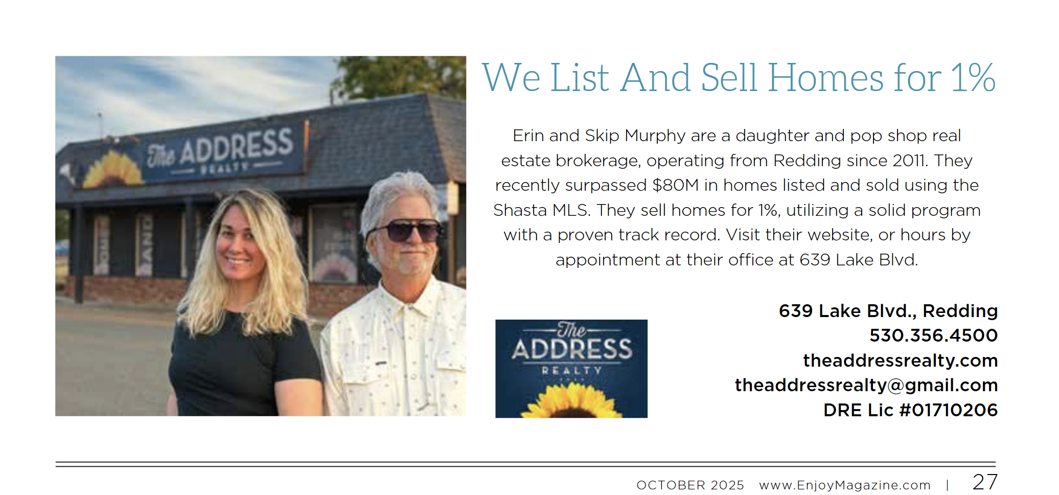 Thumbnail of Enjoy Magazine ad from October 2025 featuring family business The Address Realty